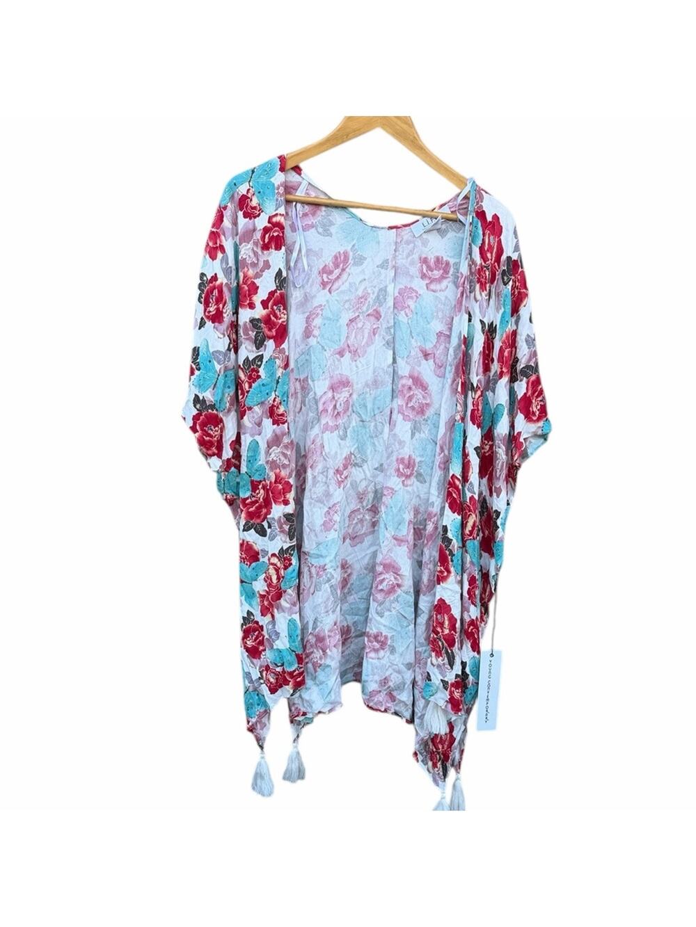 L.I.F.E  Floral Kimono Cardigan, Pool Cover-up NEW